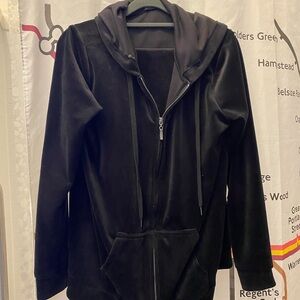 2 pc Elegant Black Velvet Women's Hoodie L